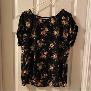Forever 21 Navy Blue Floral Blouse